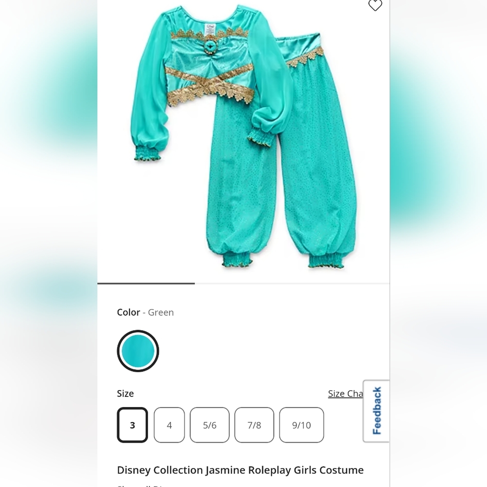 Disney Collection Princess Jasmine Costume